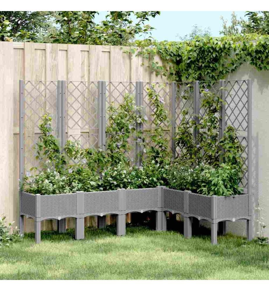 Jardinière avec treillis gris clair 160x120x142 cm PP