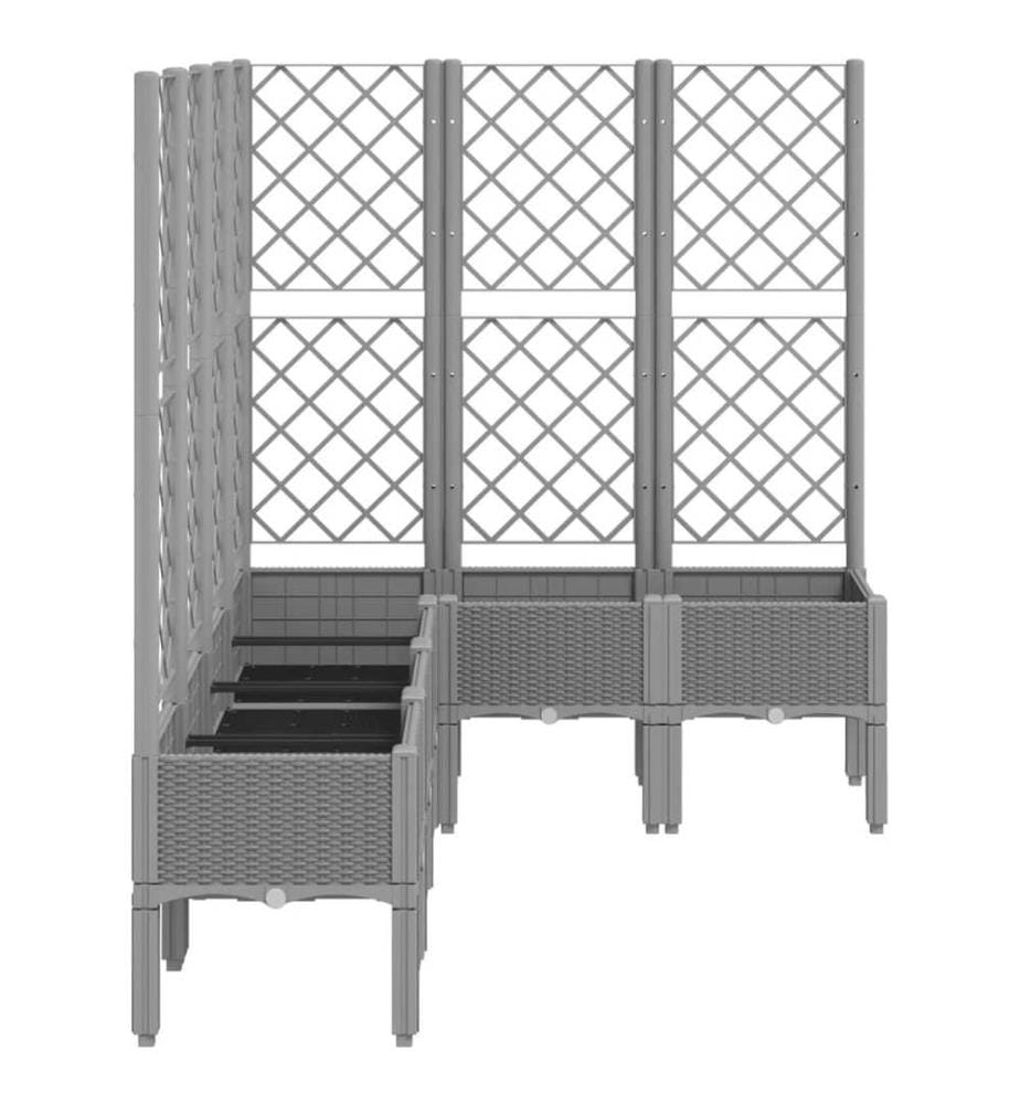 Jardinière avec treillis gris clair 160x120x142 cm PP