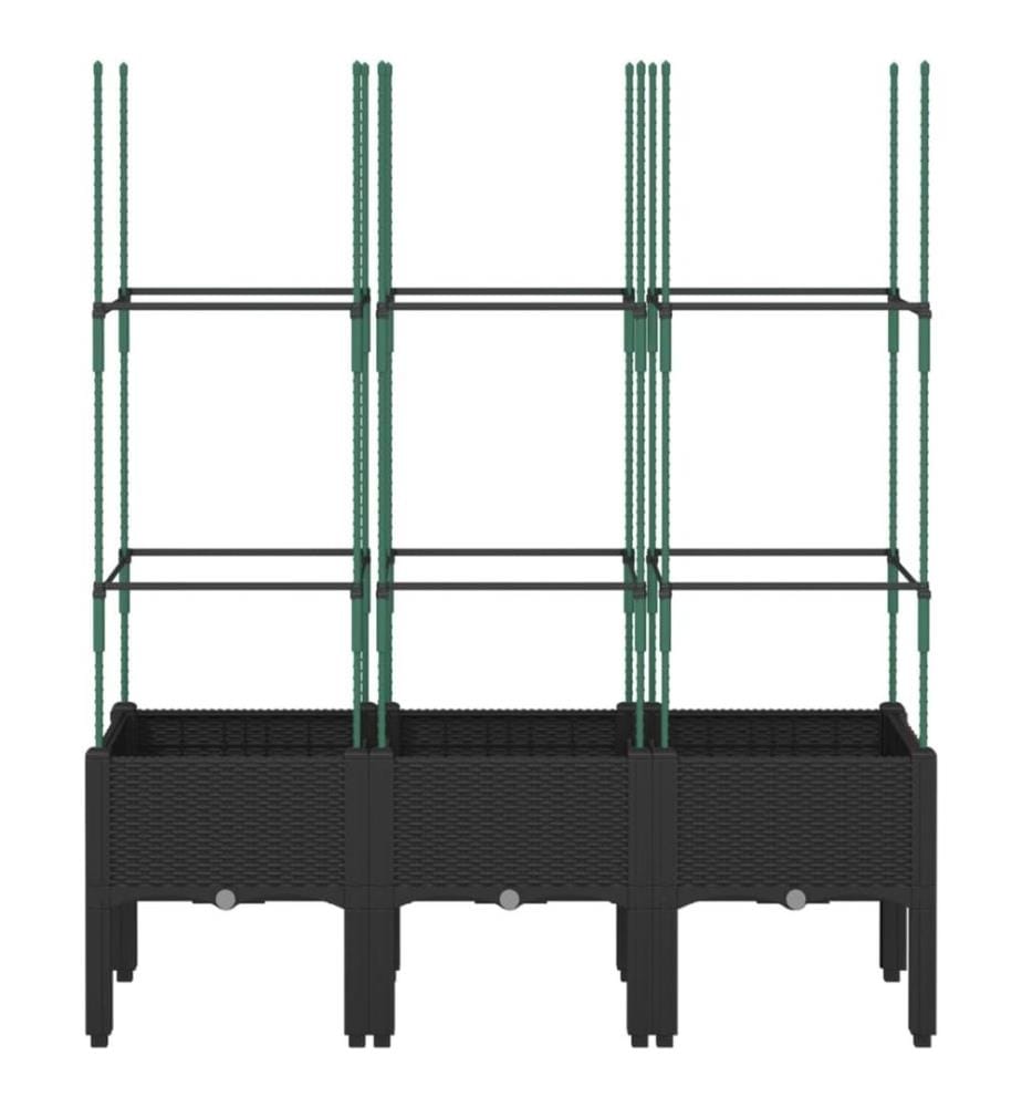 Jardinière avec treillis noir 120x40x142,5 cm PP