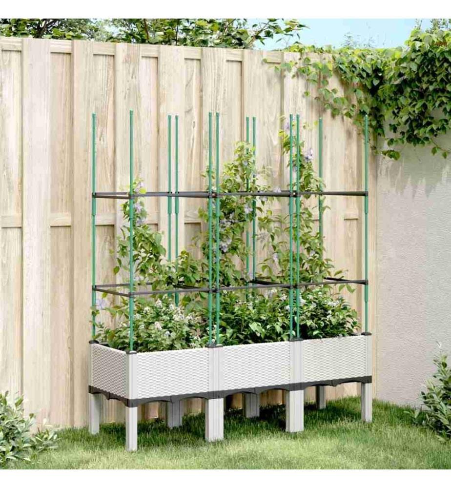 Jardinière avec treillis blanc 120x40x142,5 cm PP