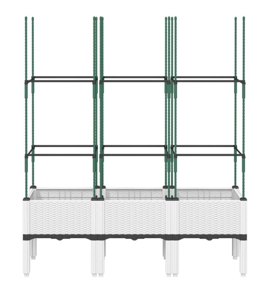Jardinière avec treillis blanc 120x40x142,5 cm PP