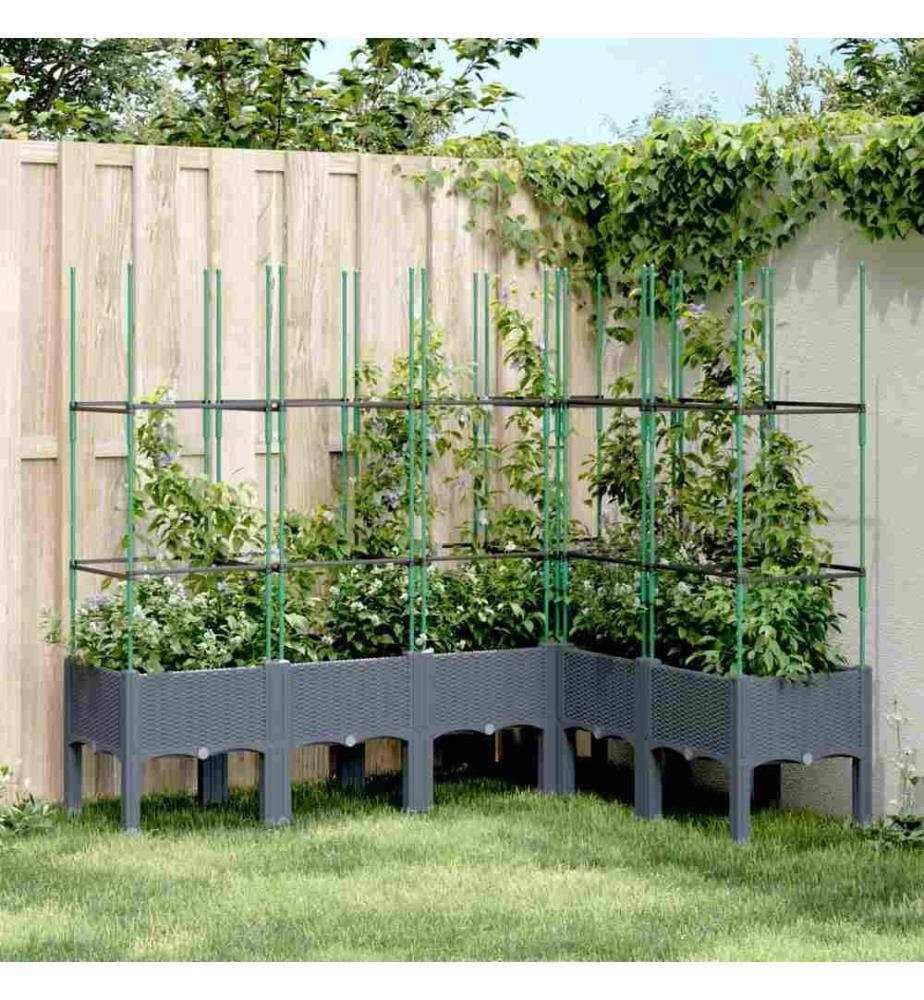 Jardinière avec treillis gris 160x120x142,5 cm PP