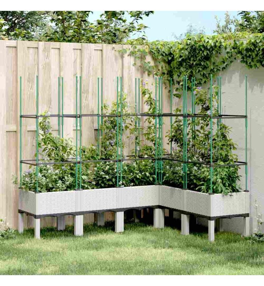 Jardinière avec treillis blanc 160x120x142,5 cm PP