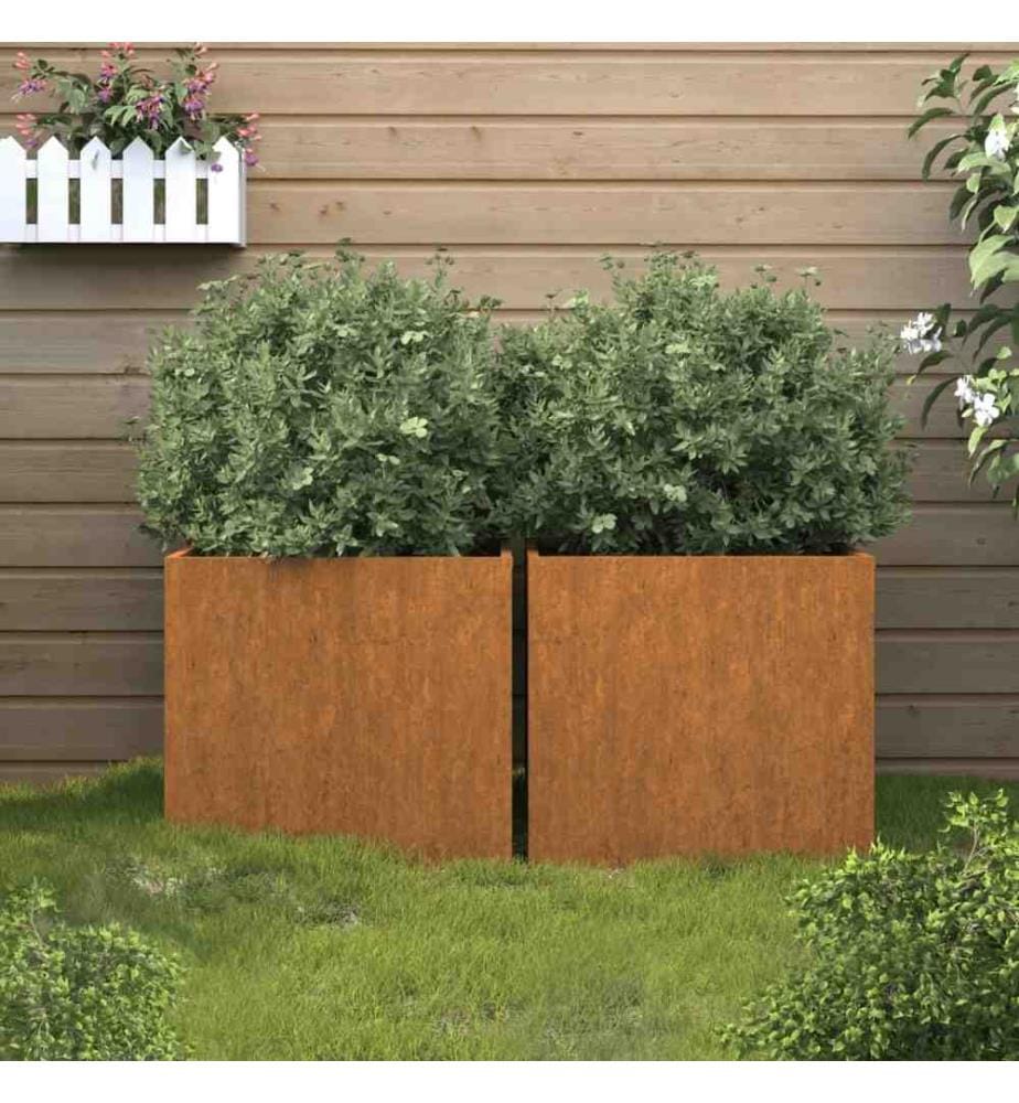 Jardinières 2 pcs 32x30x29 cm acier corten
