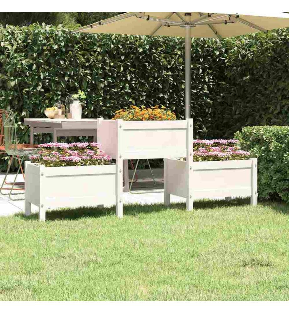 Jardinière Blanc 178,5x44x75 cm Bois massif de pin
