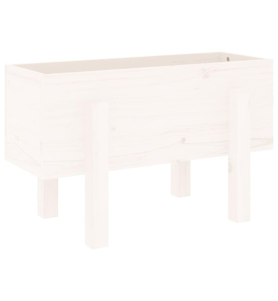 Jardinière blanc 62x30x38 cm bois massif de pin