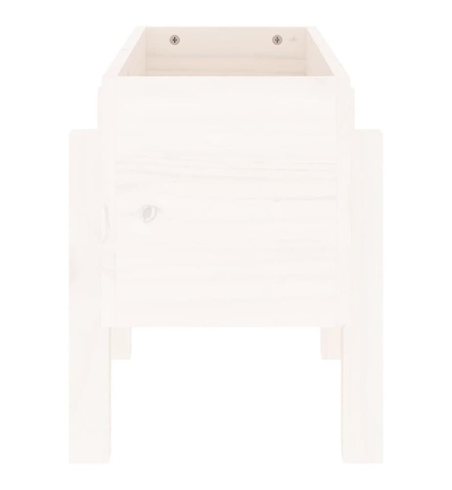 Jardinière blanc 62x30x38 cm bois massif de pin