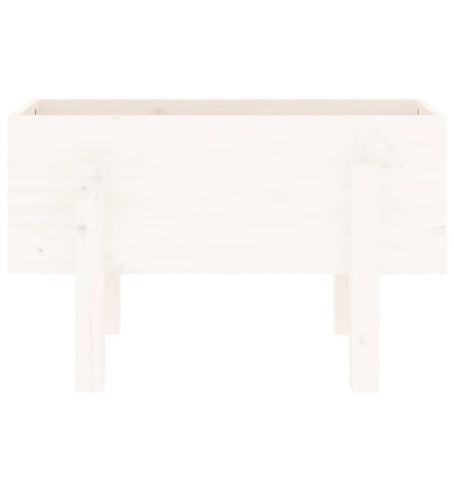 Jardinière blanc 62x30x38 cm bois massif de pin
