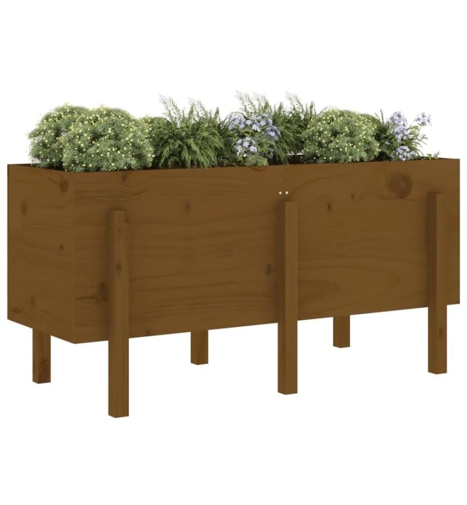 Lit surélevé de jardin brun miel 121x50x57cm bois de pin massif