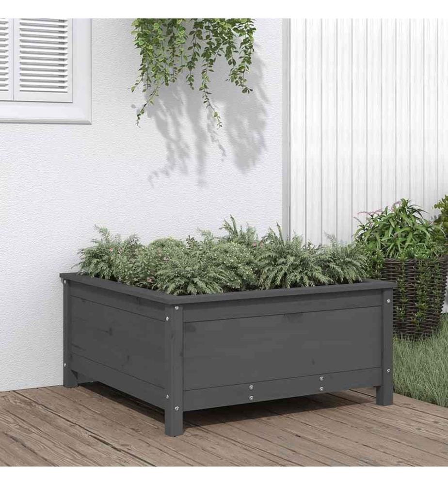 Jardinière gris 82,5x82,5x39 cm bois massif de pin