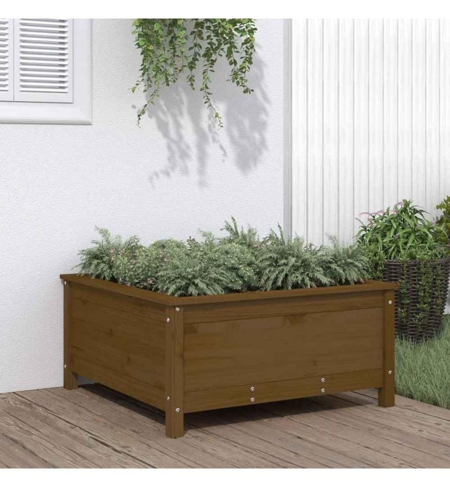 Jardinière marron miel 82,5x82,5x39 cm bois massif de pin