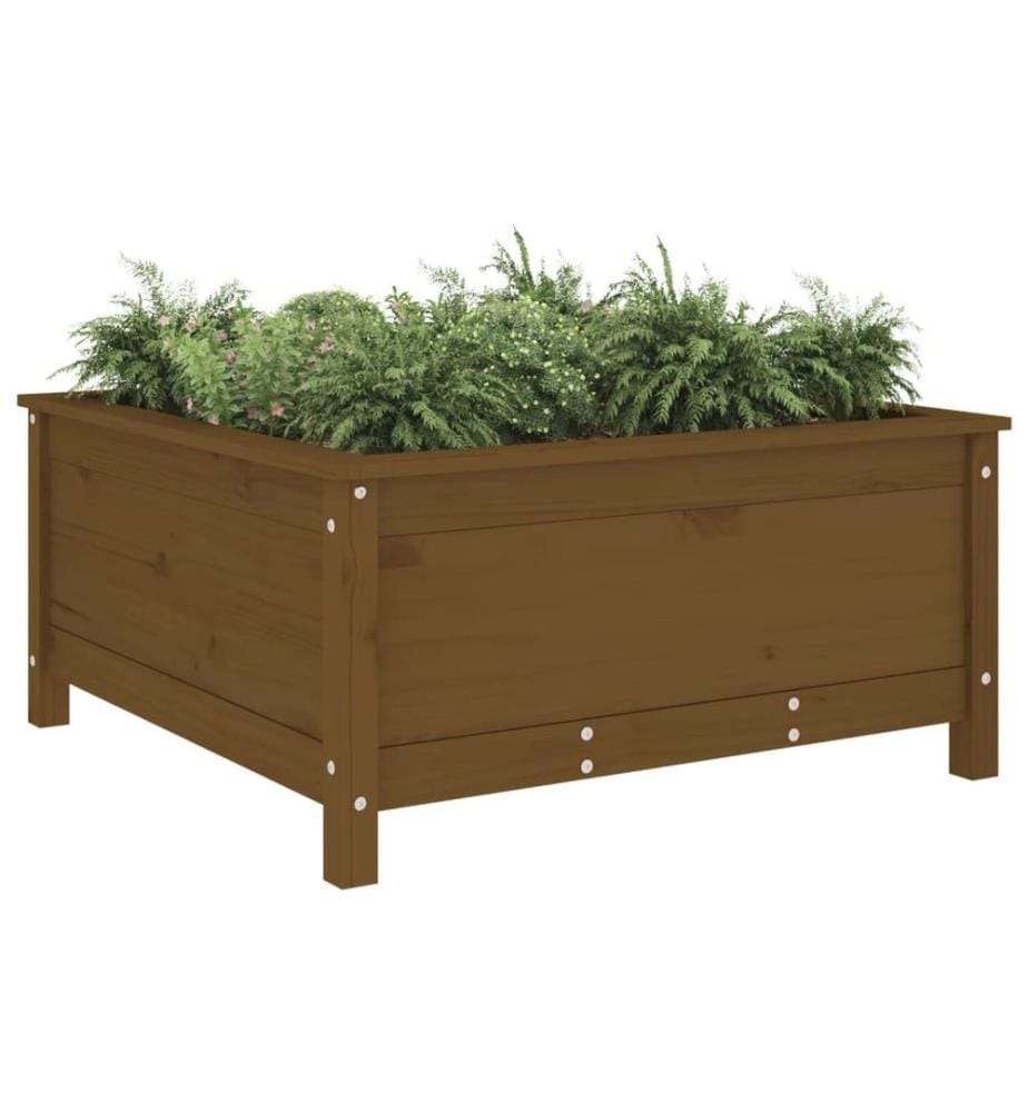 Jardinière marron miel 82,5x82,5x39 cm bois massif de pin