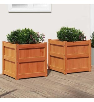 Pflanzkübel 2 Stk. Wachsbraun Massivholz Kiefer