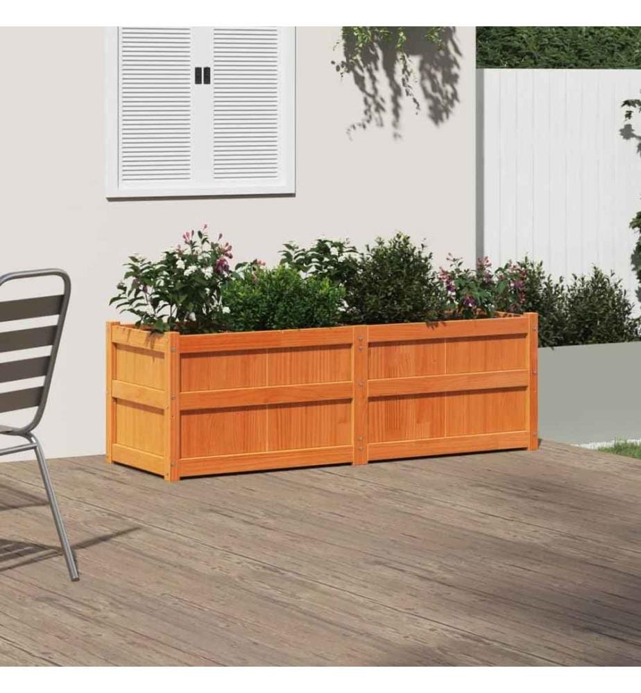 Jardinière cire marron 150x50x50 cm bois de pin massif