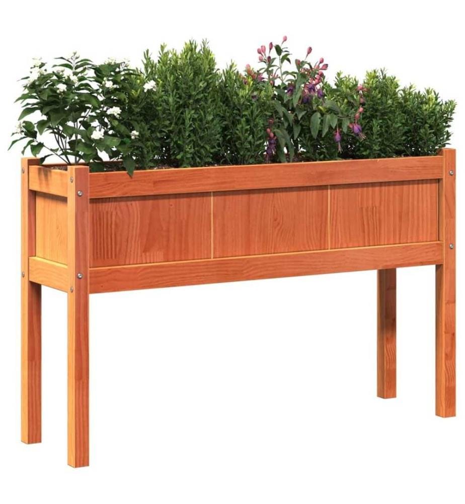 Jardinières 2 pcs avec pieds cire marron bois de pin massif