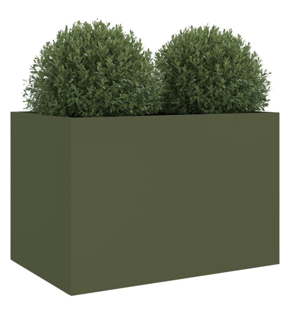 Jardinière vert olive 62x40x39 cm acier laminé à froid