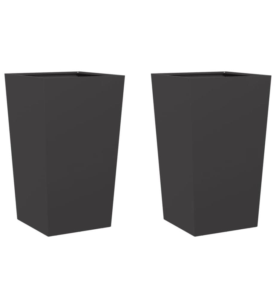 vidaXL Jardinières 2 pcs noir 45x45x75 cm acier