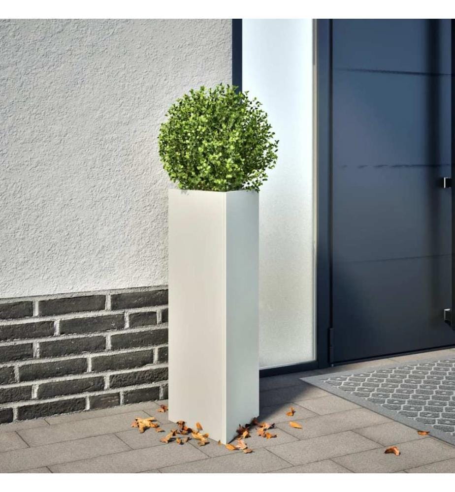 vidaXL Jardinières 2 pcs blanc triangulaire 30x26x75 cm acier