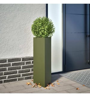 vidaXL Jardinières 2 pcs vert olive triangulaire 30x26x75 cm acier