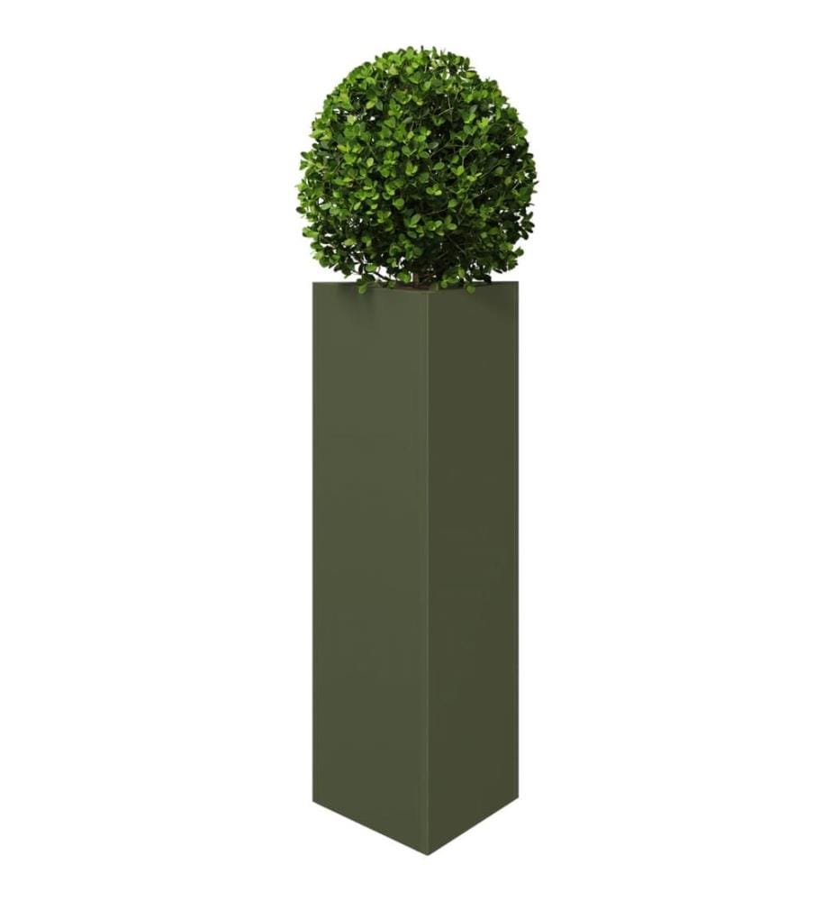 vidaXL Jardinières 2 pcs vert olive triangulaire 30x26x75 cm acier