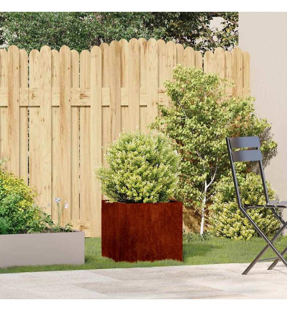 vidaXL Jardinière rouillé 40x40x40 cm acier inoxydable