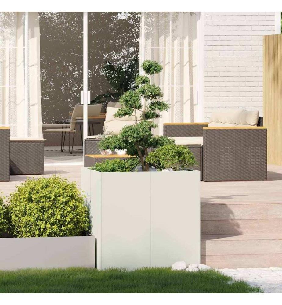 vidaXL Jardinière blanc 80x80x80 cm acier
