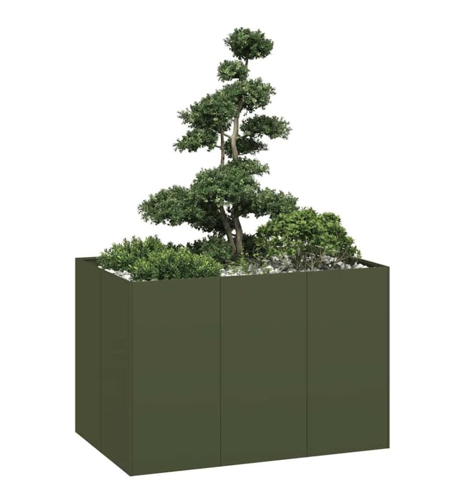 vidaXL Jardinière vert olive 120x80x80 cm acier
