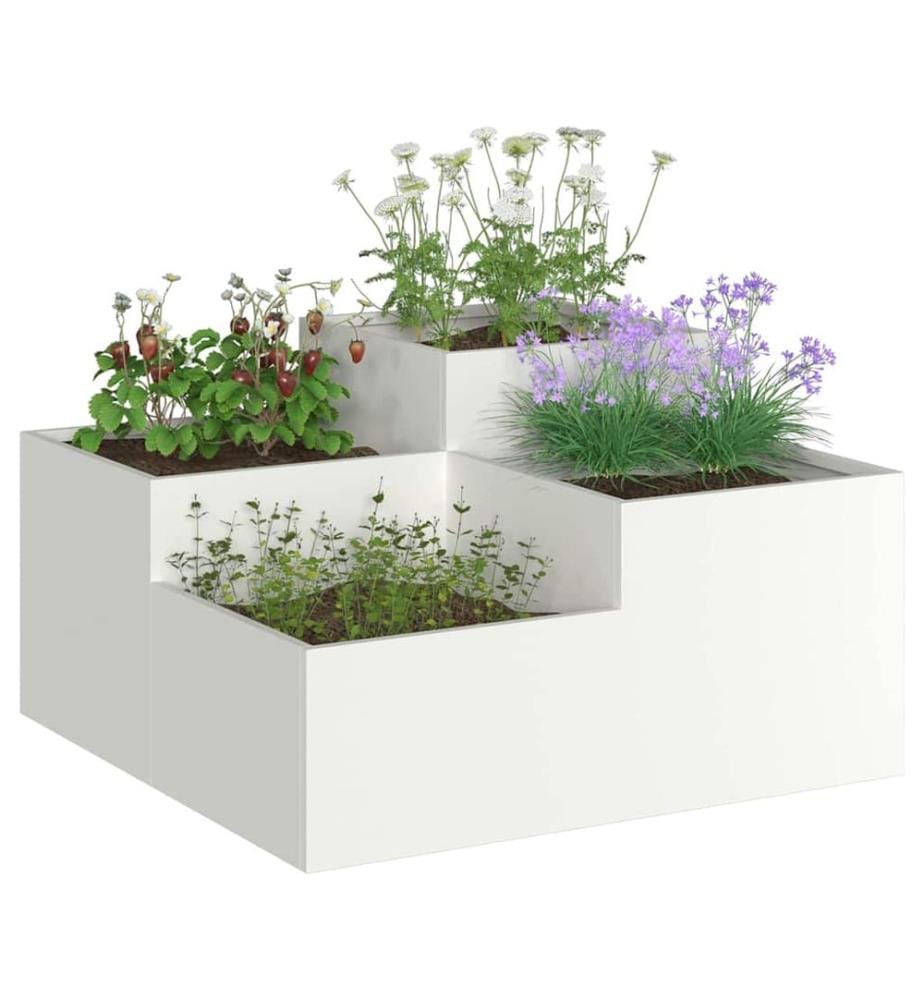 vidaXL Cache-pot de jardin Blanc 100 x 100 x 48 cm Acier