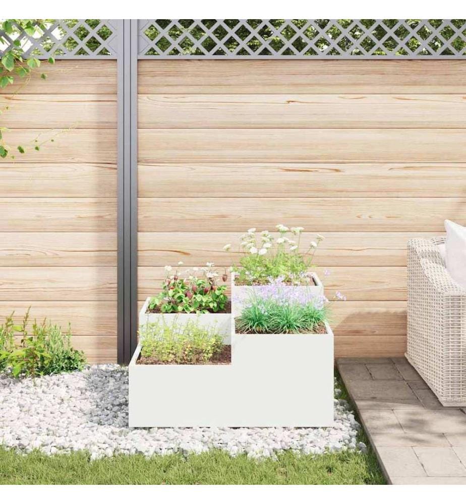 vidaXL Cache-pot de jardin Blanc 100 x 100 x 48 cm Acier