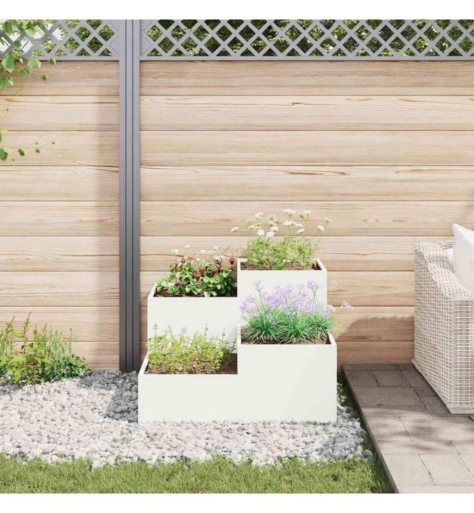 vidaXL Cache-pot de jardin Blanc 80 x 80 x 60 cm Acier