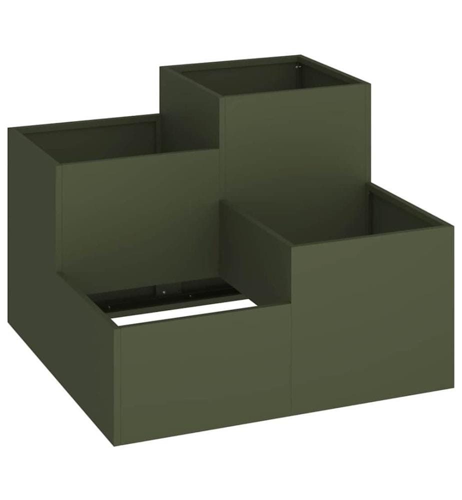 vidaXL Cache-pot de jardin Vert olive 80 x 80 x 60 cm Acier