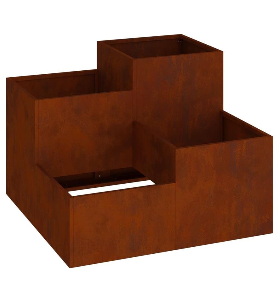 vidaXL Cache-pot de jardin Rouillé 100 x 100 x 60 cm Acier patiné