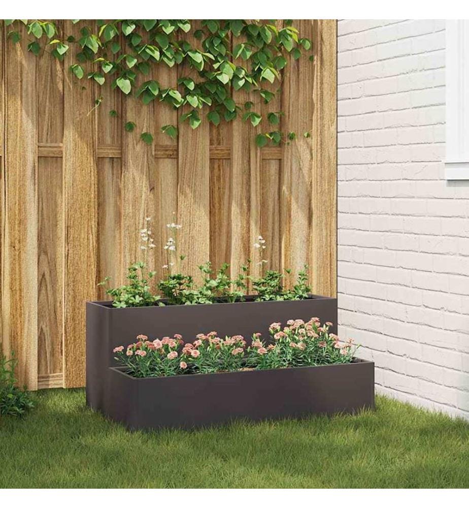vidaXL Cache-pot de jardin Noir 100 x 60 x 45 cm Acier laminé à froid