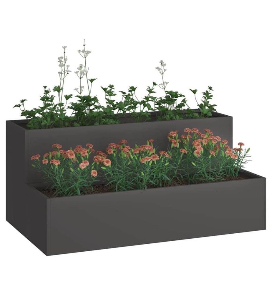 vidaXL Cache-pot de jardin Noir 100 x 60 x 45 cm Acier laminé à froid