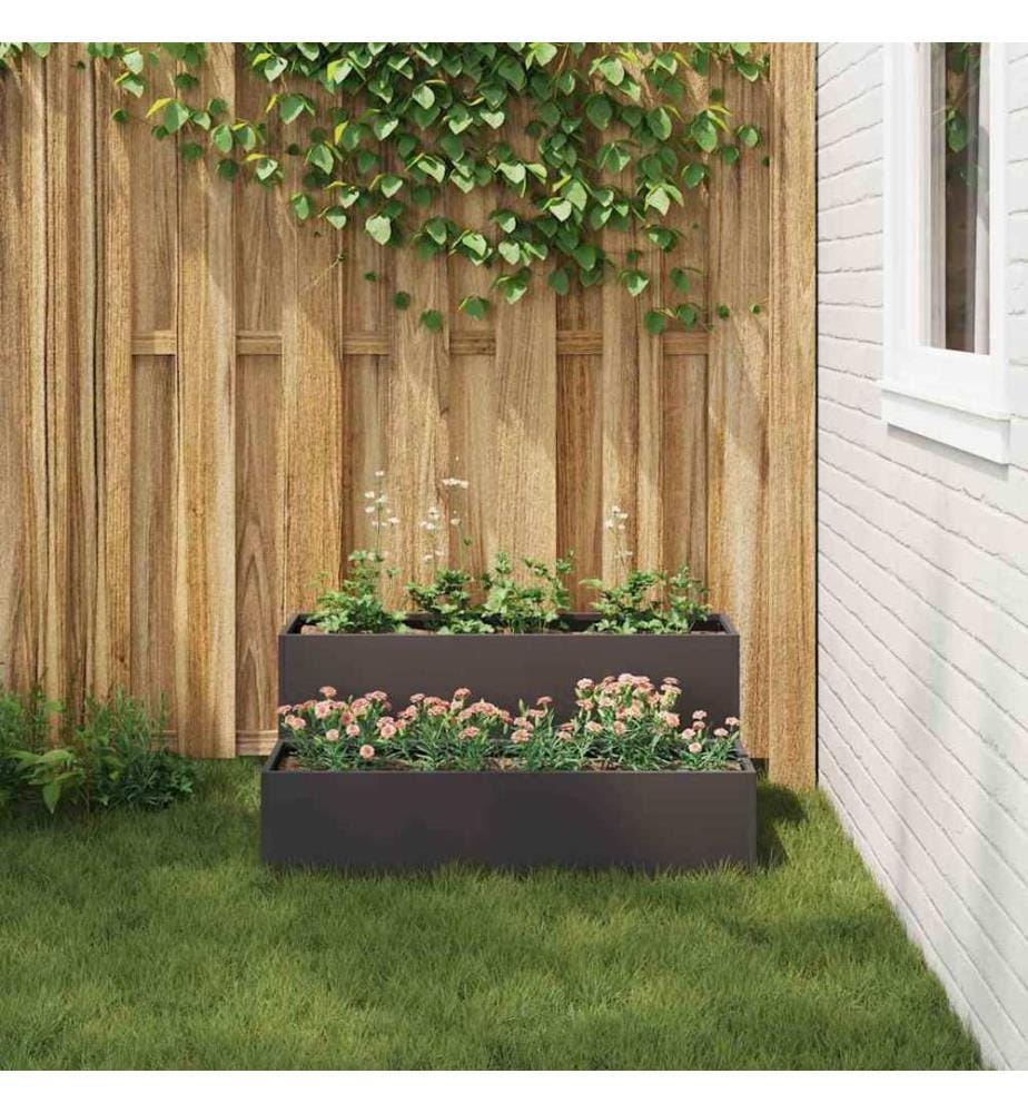 vidaXL Cache-pot de jardin Noir 100 x 60 x 45 cm Acier laminé à froid