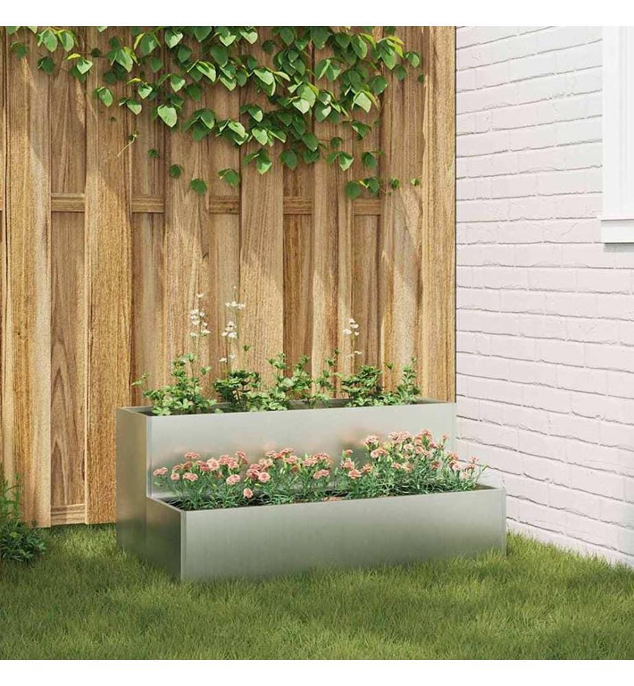 vidaXL Cache-pot de jardin Argent 100 x 60 x 45 cm Acier galvanisé
