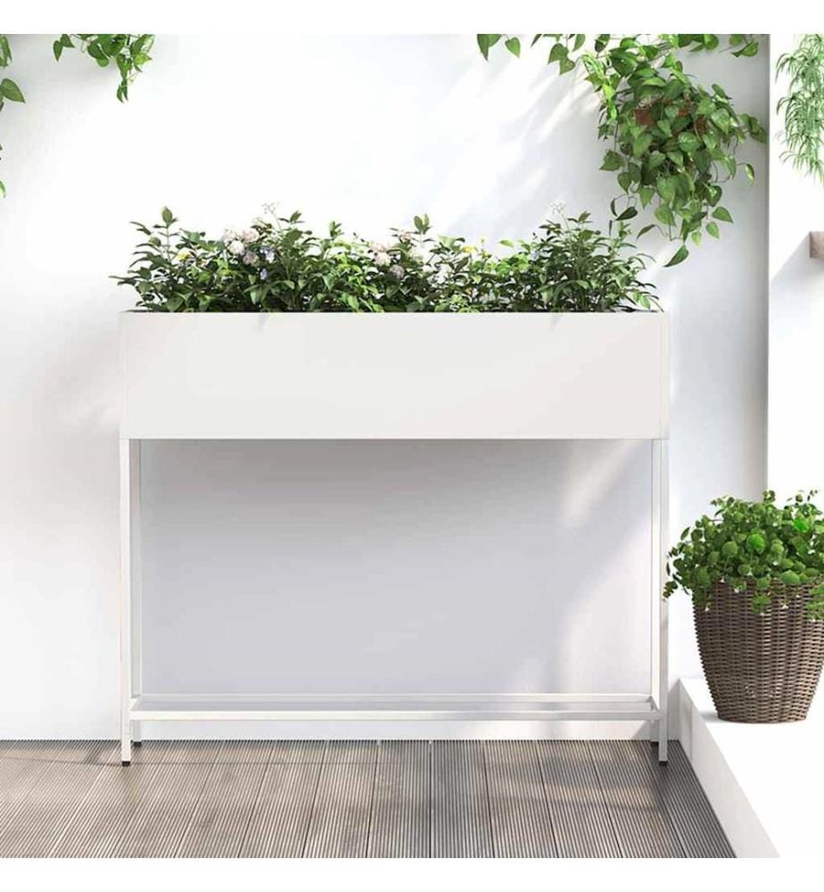 vidaXL Bac de jardin surélevé Blanc 100 x 26 x 82 cm Acier