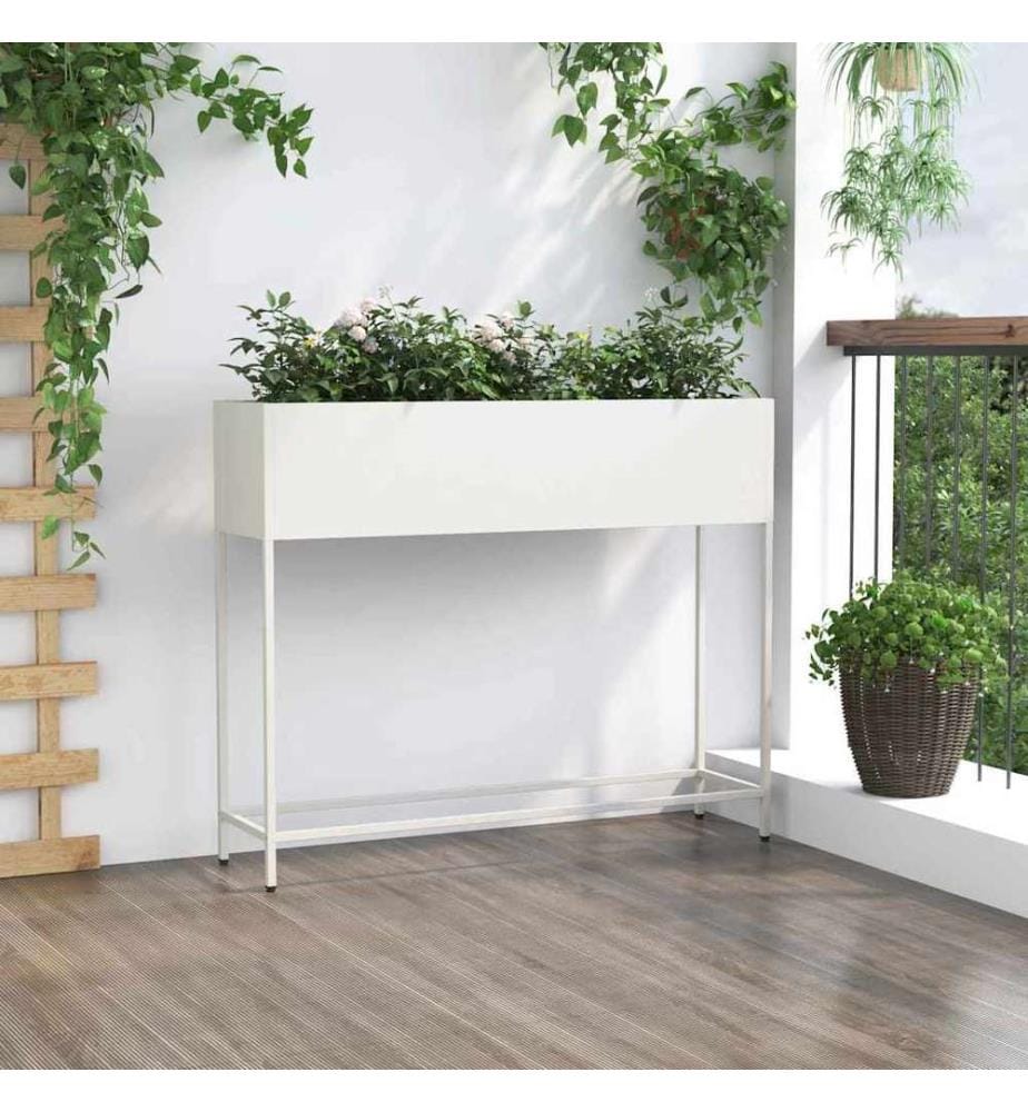 vidaXL Bac de jardin surélevé Blanc 100 x 26 x 82 cm Acier
