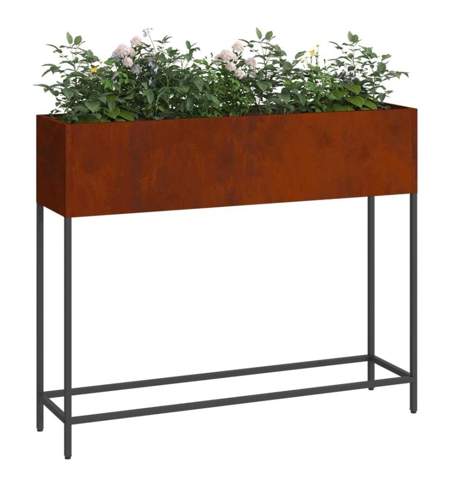 vidaXL Bac de jardin surélevé Rouillé 100 x 26 x 82 cm Acier patiné