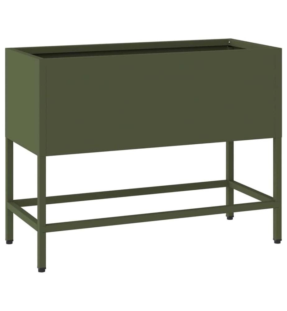 vidaXL Bac de jardin surélevé Vert olive 60 x 26 x 45 cm Acier