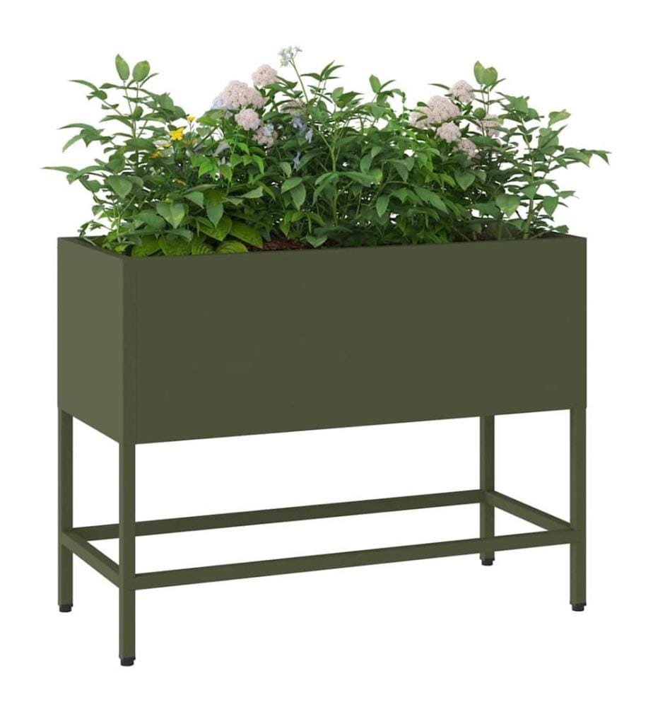 vidaXL Bac de jardin surélevé Vert olive 60 x 26 x 45 cm Acier