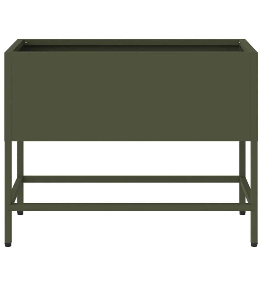 vidaXL Bac de jardin surélevé Vert olive 60 x 26 x 45 cm Acier