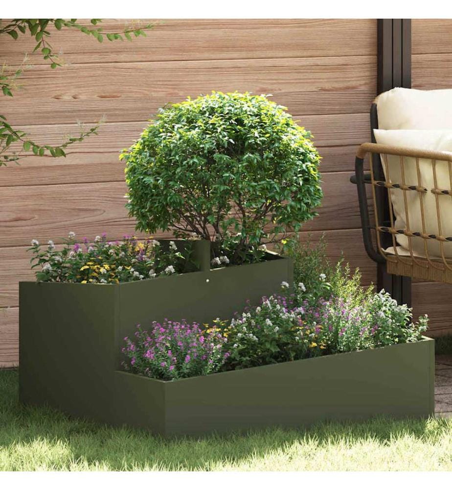 vidaXL Cache-pot de jardin Vert olive 80 x 80 x 50 cm