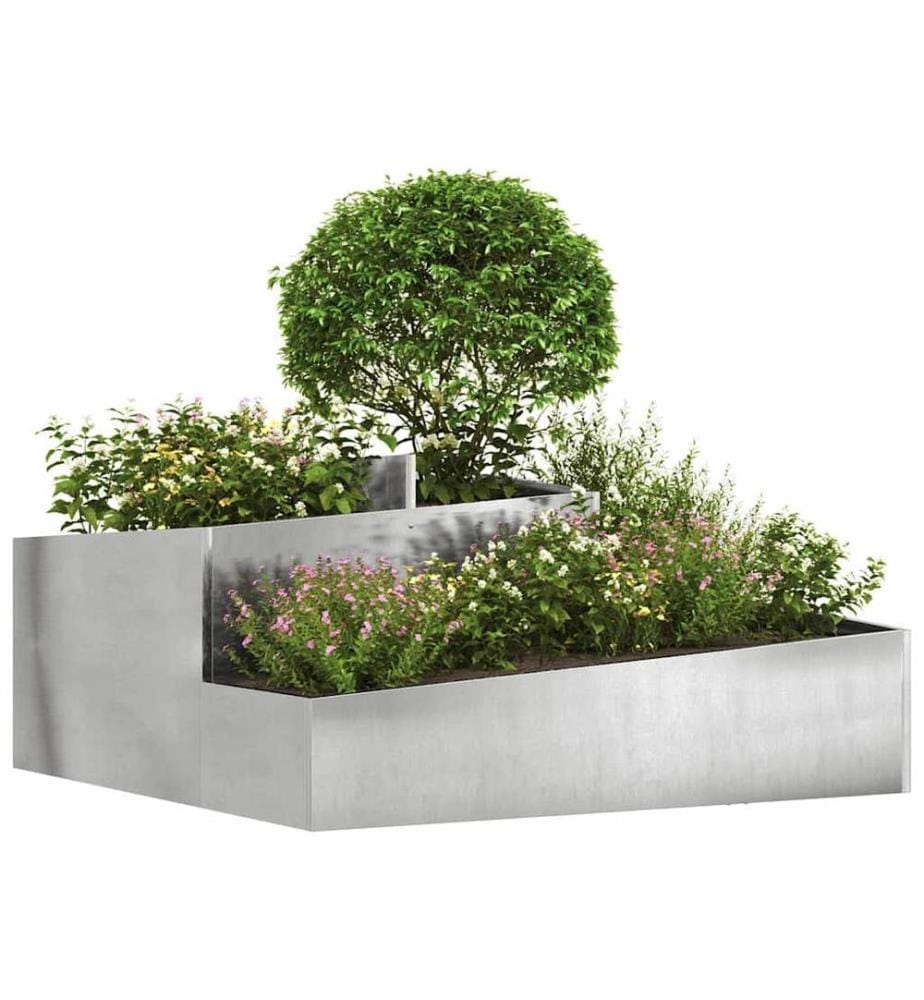 vidaXL Cache-pot de jardin Argent 100 x 100 x 50 cm Acier inoxydable
