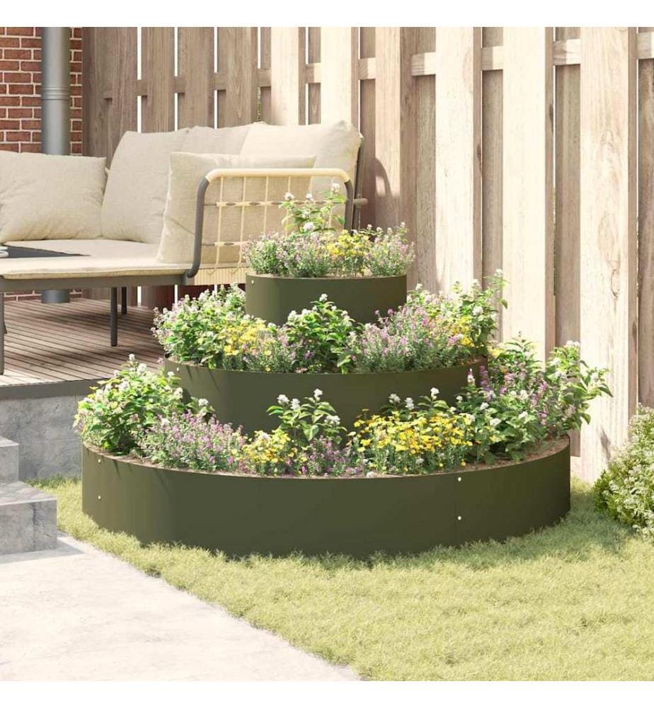vidaXL Cache-pot de jardin Vert olive 120 x 120 x 20 cm