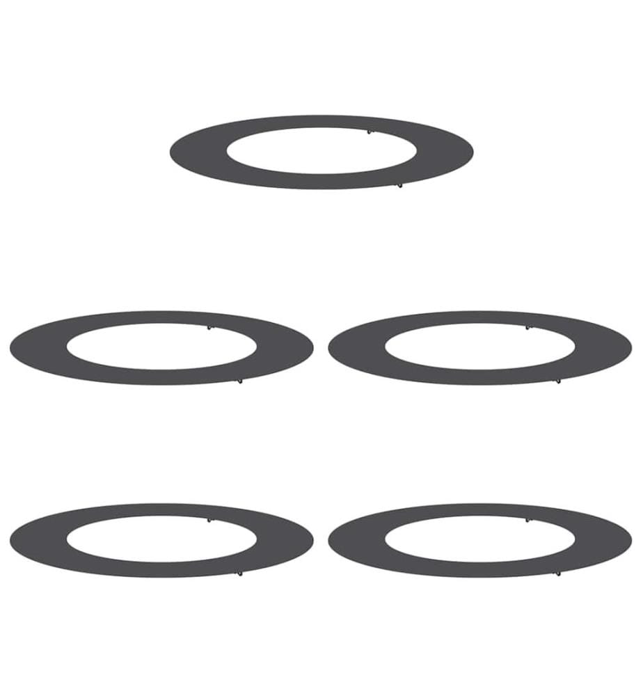vidaXL adapté pour anneaux d'arbre plats 5 pcs Noir Ø50 / 80 cm Acier