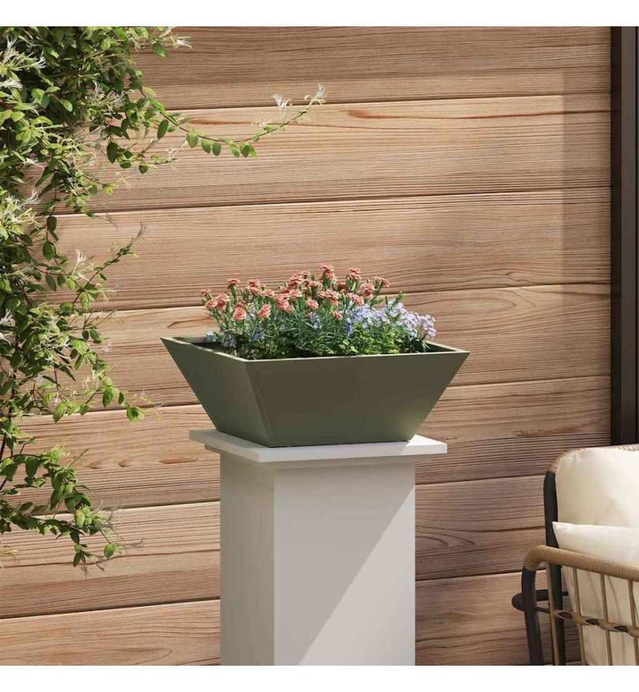 vidaXL Cache-pot de jardin Vert olive 40 x 40 x 15 cm