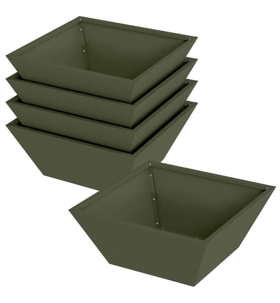vidaXL Cache-pot de jardin 5 pcs Vert olive 40 x 40 x 15 cm