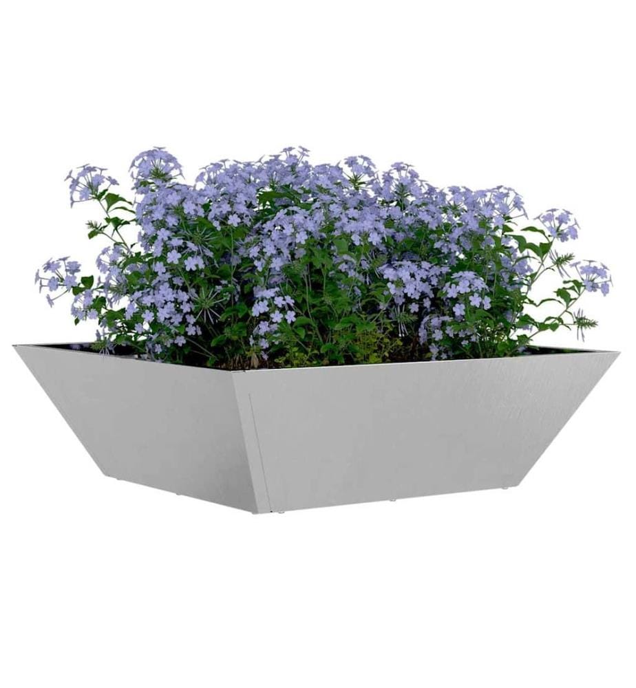 vidaXL Cache-pot de jardin Argent 50 x 50 x 15 cm Acier inoxydable