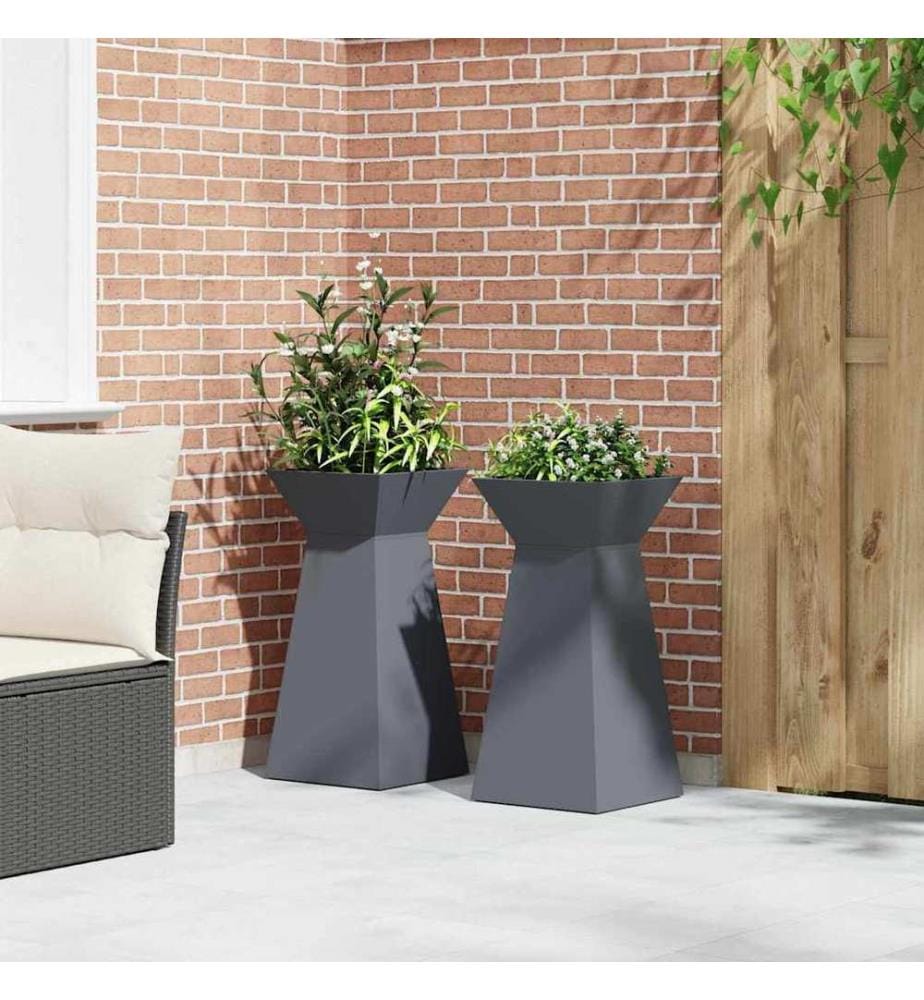 vidaXL Jardinière à pilier 2 pcs Anthracite 35 x 35 x 73 cm